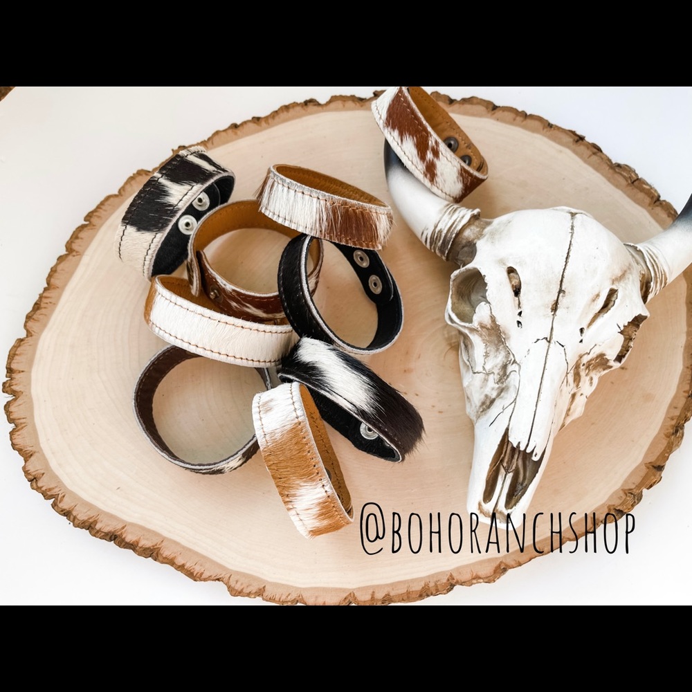 Western Cowhide hair on cuff bracelet jewelry